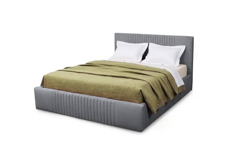 Кровать "Римини" 1600 СТАНДАРТ Вариант 1 Велютто 32 темно-серый