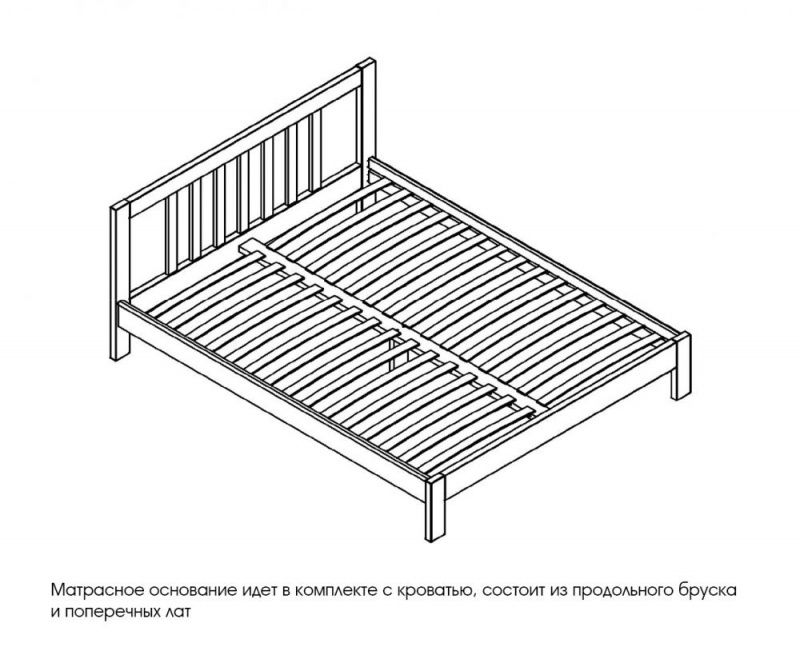 Кровать из массива 1400 "Слип" Ясень жемчужный