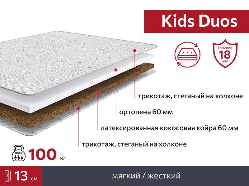 Матрас Kids Duos 800х1900